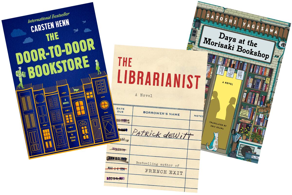 Covers of the books The Door-To-Door Bookstore, The Librarianist and Days at the Morisaki Bookshop