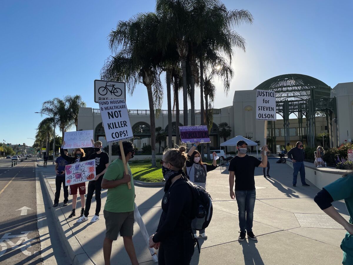 Protesters gathered Wednesday in Escondido to demand release of body-worn camera footage from fatal April 21 police shooting