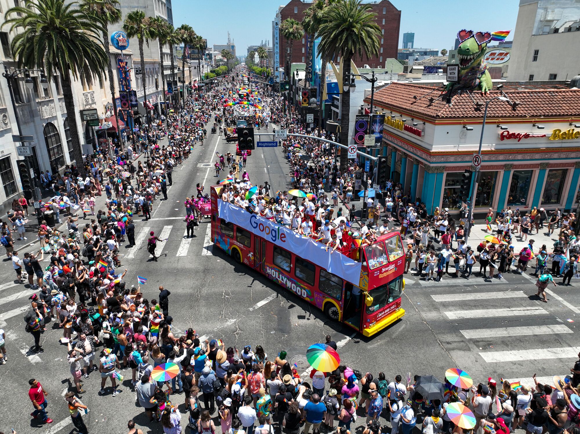  Thousands gather along Hollywood Blvd at the 2022 LA Pride Parade. 