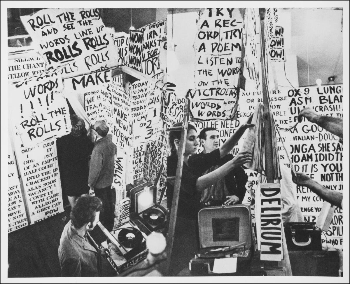 "Words" by Allan Kaprow at Smolin Gallery, New York, 1962. The image is part of the Getty's recent acquisition of the archives of Robert McElroy, a photographer who documented New York's performance-art scene in the 1960s.