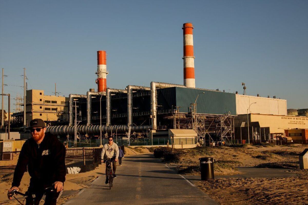 Los Angeles Mayor Eric Garcetti recently abandoned a plan to spend billions of dollars rebuilding three natural gas-fired power plants along the coast, including the Scattergood facility in El Segundo, shown on Feb. 11.