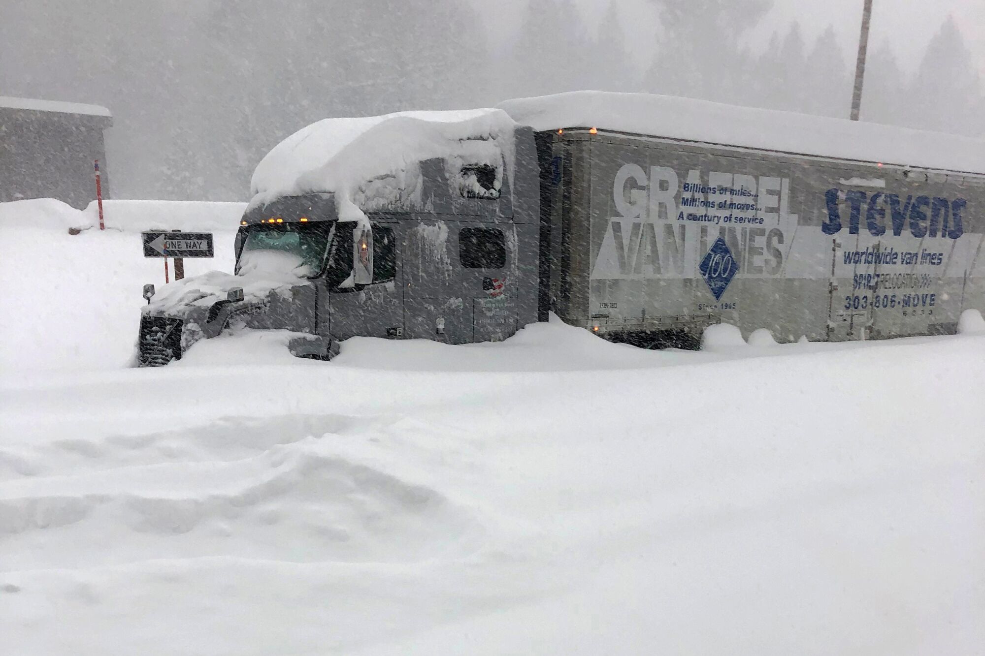 A tractor trailer that is stuck in Crestview along U.S. 395.