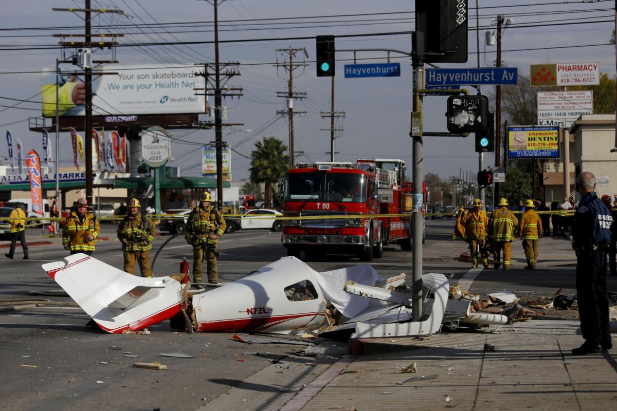 A small plane crashed at Vanowen Street and Hayvenhurst Avenue in Van Nuys on Friday afternoon.