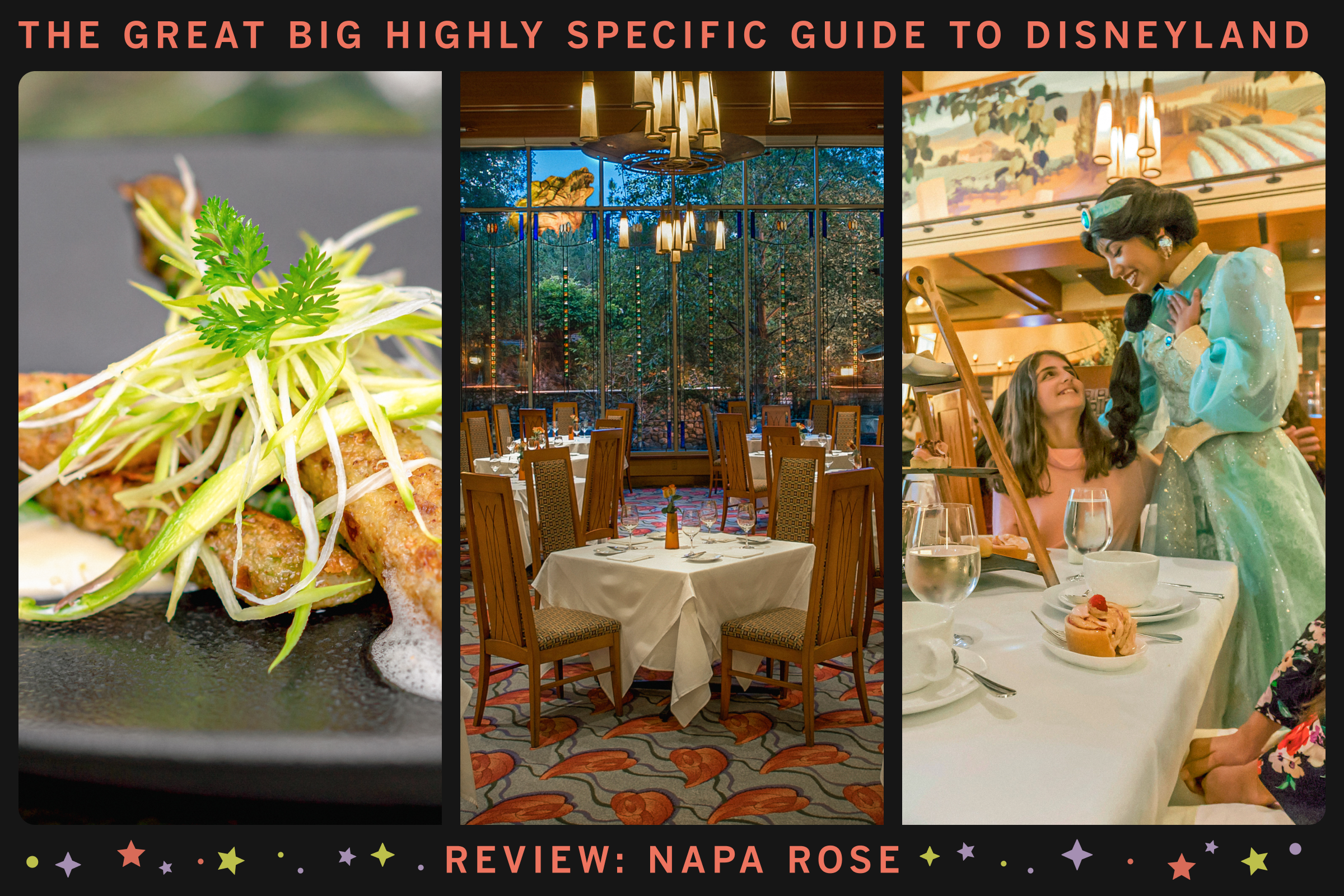 Napa Rose offers Disney Princess Breakfast Adventure, right, and fried asparagus with panna cotta, left, in the dining room.