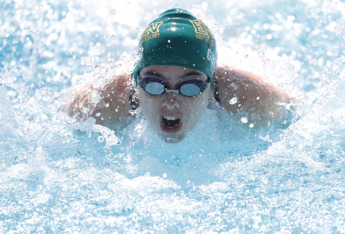 Edison's Danny Gillissen powers through the pool for a win in the girls' 100 butterfly on Friday at Ocean View High.
