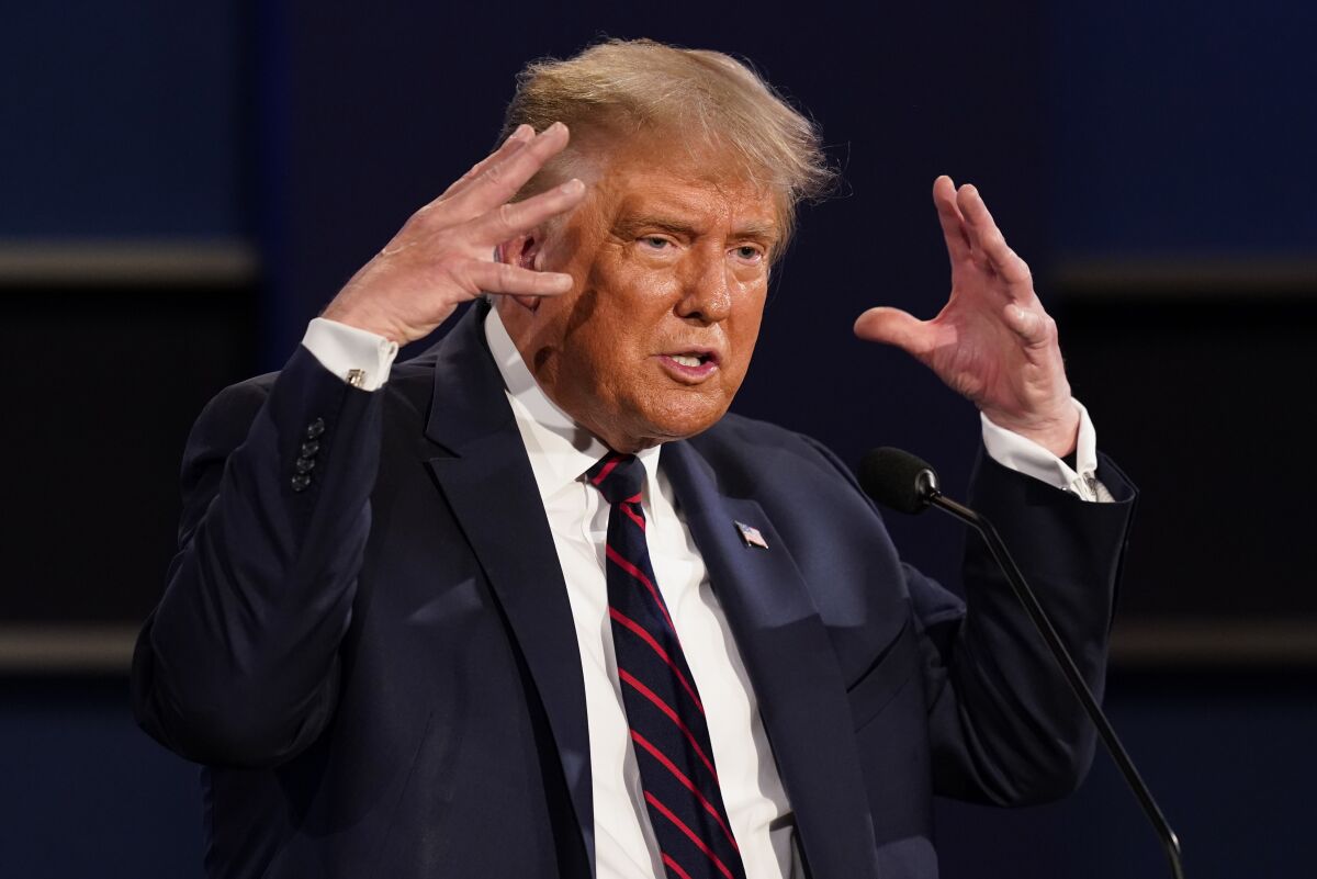 President Trump during the first presidential debate on Sept. 29 in Cleveland.