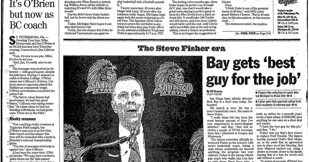 From the Archives: Hiring Steve Fisher beginning of new era for Aztecs basketball