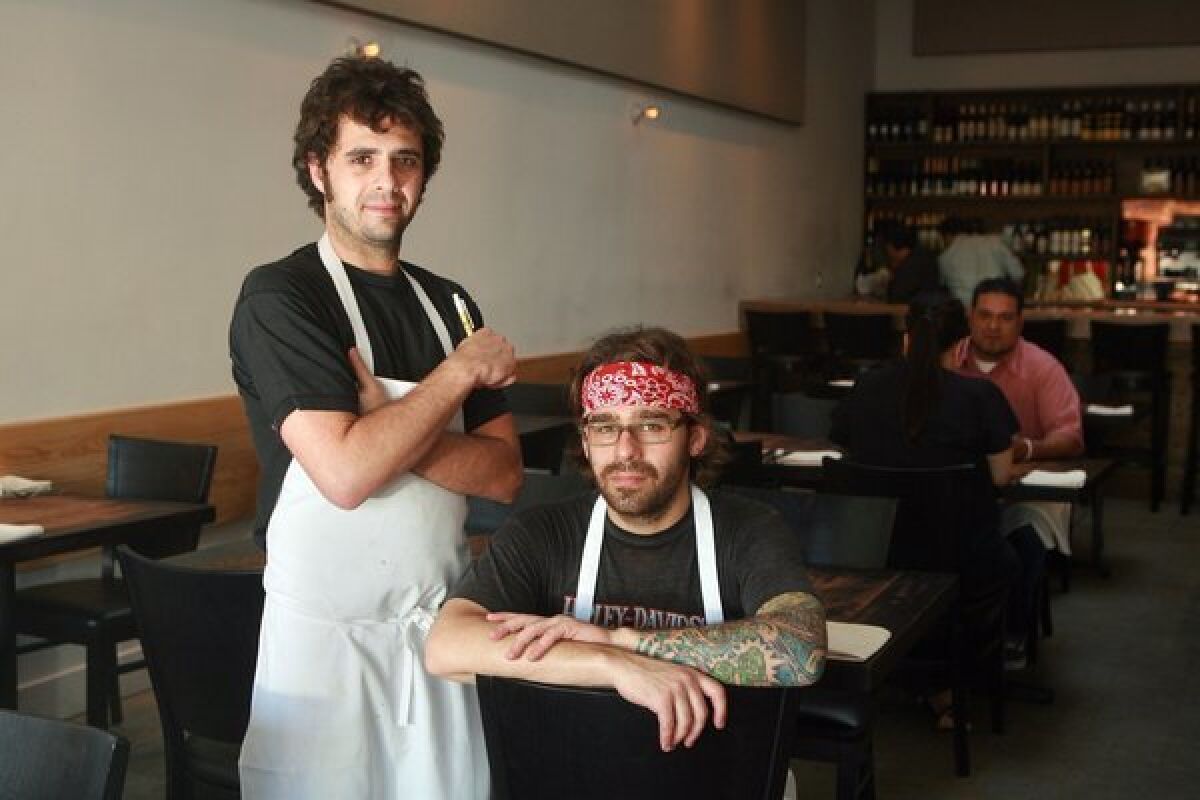Jon Shook (L) and Vinny Dotolo (R), owners of Animal in Los Angeles are nominated for James Beard awards.