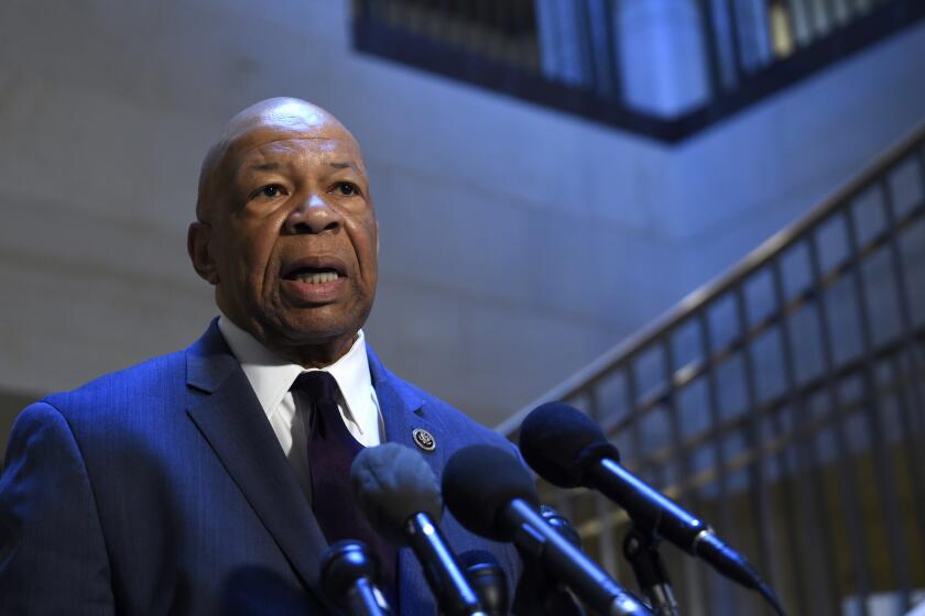 Rep. Elijah Cummings, D-Md., the ranking member on the House Benghazi Committee, speaks to reporters before the start of the committee's closed-door hearing on Capitol Hill in Washington, Wednesday, Jan. 6, 2016. The House committee is looking into the deadly 2012 attacks in Benghazi, Libya and is interviewing former CIA director David Petraeus as the investigation enters its third calendar year, and a presidential election year. (AP Photo/Susan Walsh)