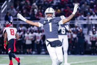Cornerback Marcelles Williams of St. John Bosco reacts during the Braves' thrilling 43-42 win over Corona Centennial.