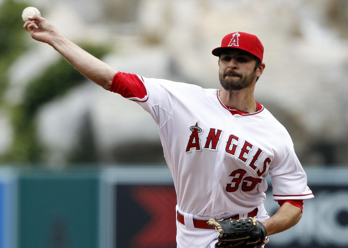 Rookie right-hander Nick Tropeano picked up a win in his first start with the Angels, pitching six scoreless innings.