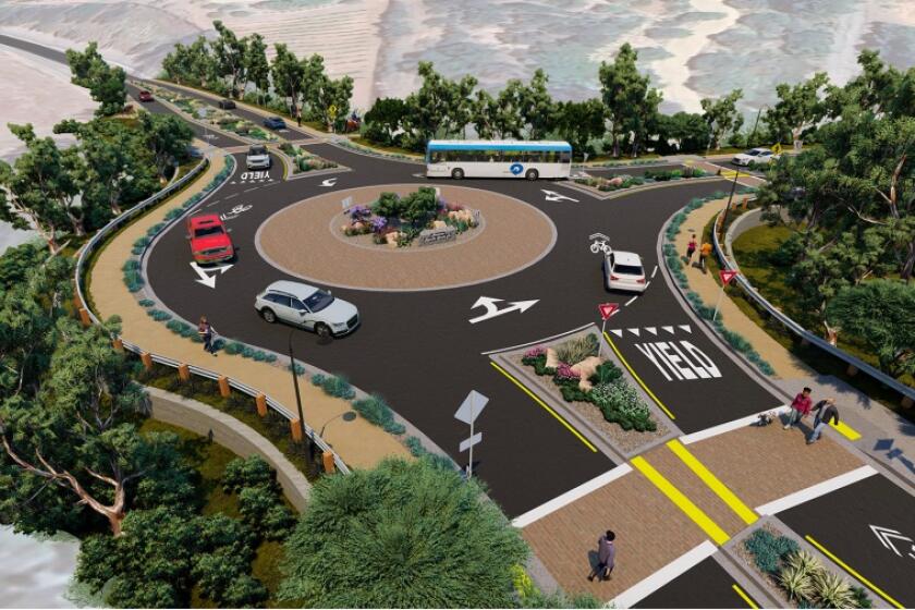 A rendering of the roundabout at the intersection of Del Dios Highway and El Camino del Norte.