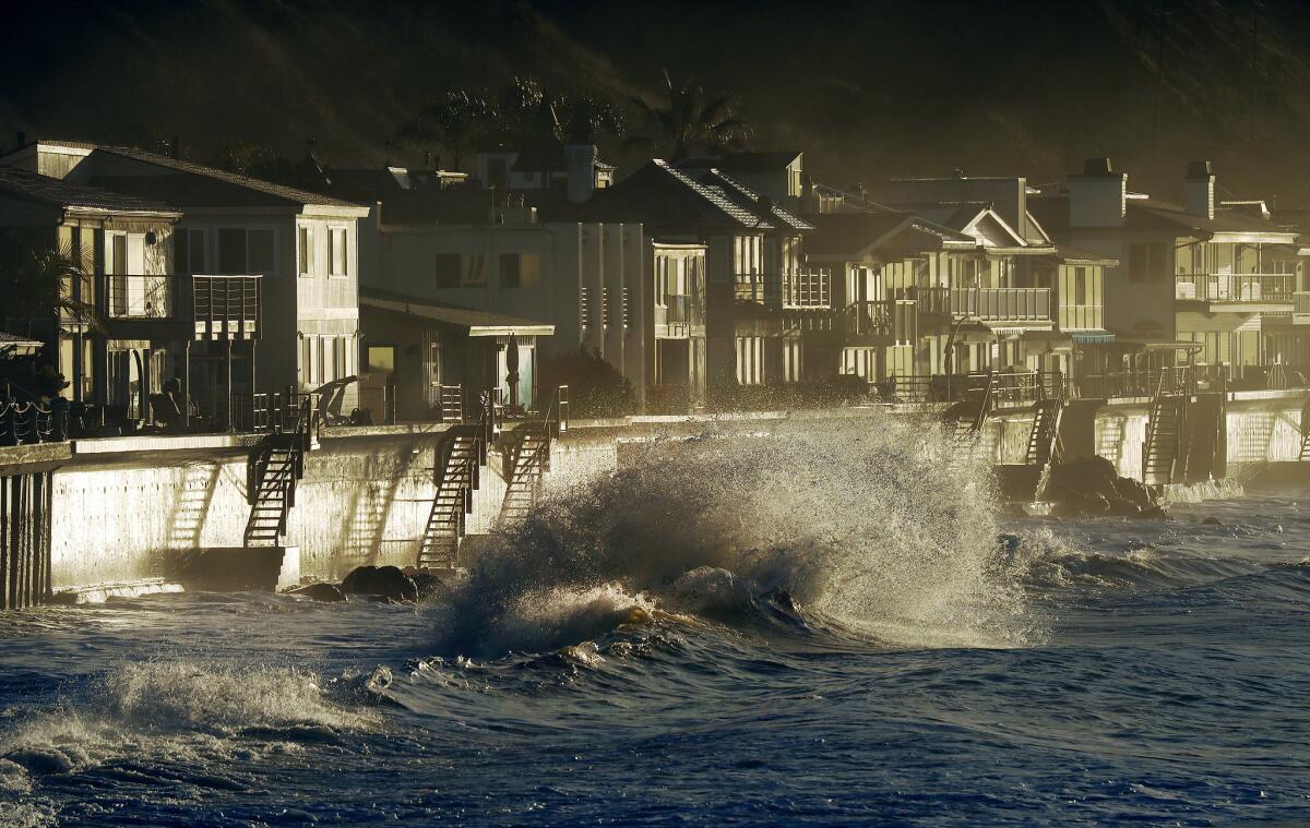 High surf pummels homes along Faria Beach in Ventura County.