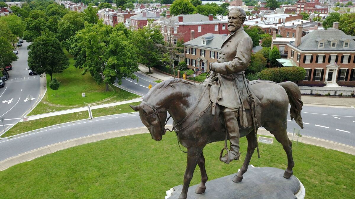 A statue of Confederate Gen. Robert E. Lee in Richmond, Va. (Steve Helber / Associated Press)