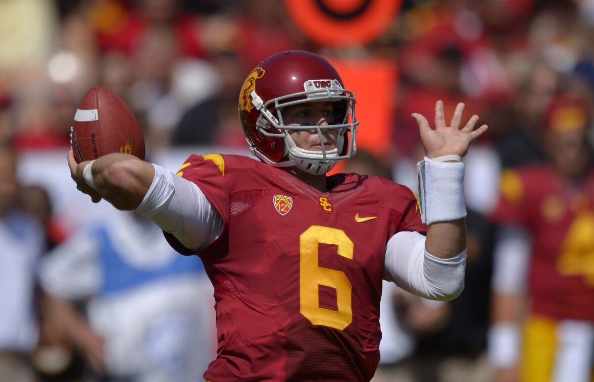 USC quarterback Cody Kessler injured his right hand in Saturday's win over Utah State.