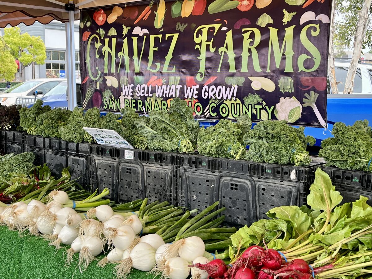 Chavez Farms booth at the farmers market.