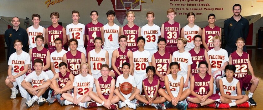 The Torrey Pines High School boys freshman basketball team