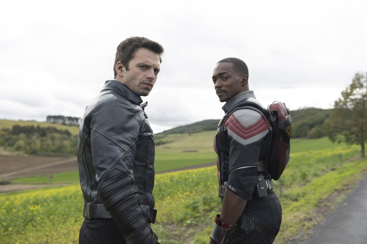 Sebastian Stan and Anthony Mackie in "The Falcon and the Winter Soldier."
