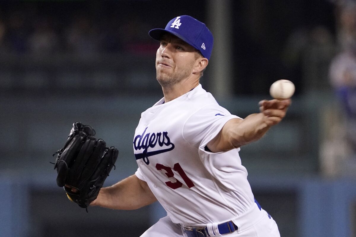 Dodgers starting pitcher Tyler Anderson delivers against the Angels on Wednesday.