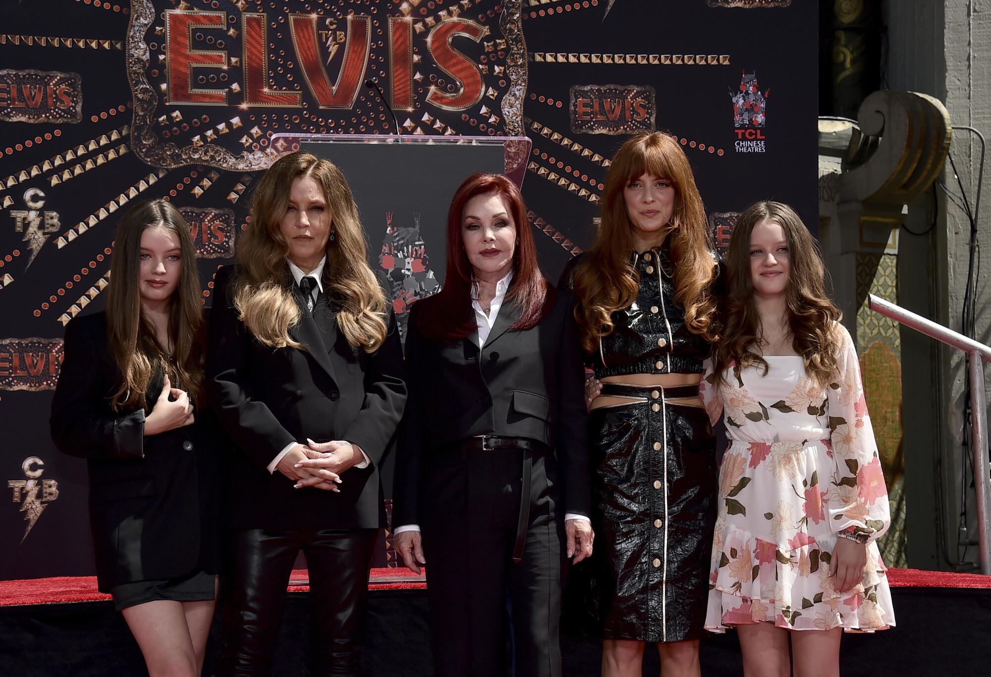 Priscilla Presley her granddaughter Riley Keough, Lisa Marie and her daughters at TCL Chinese Theatre