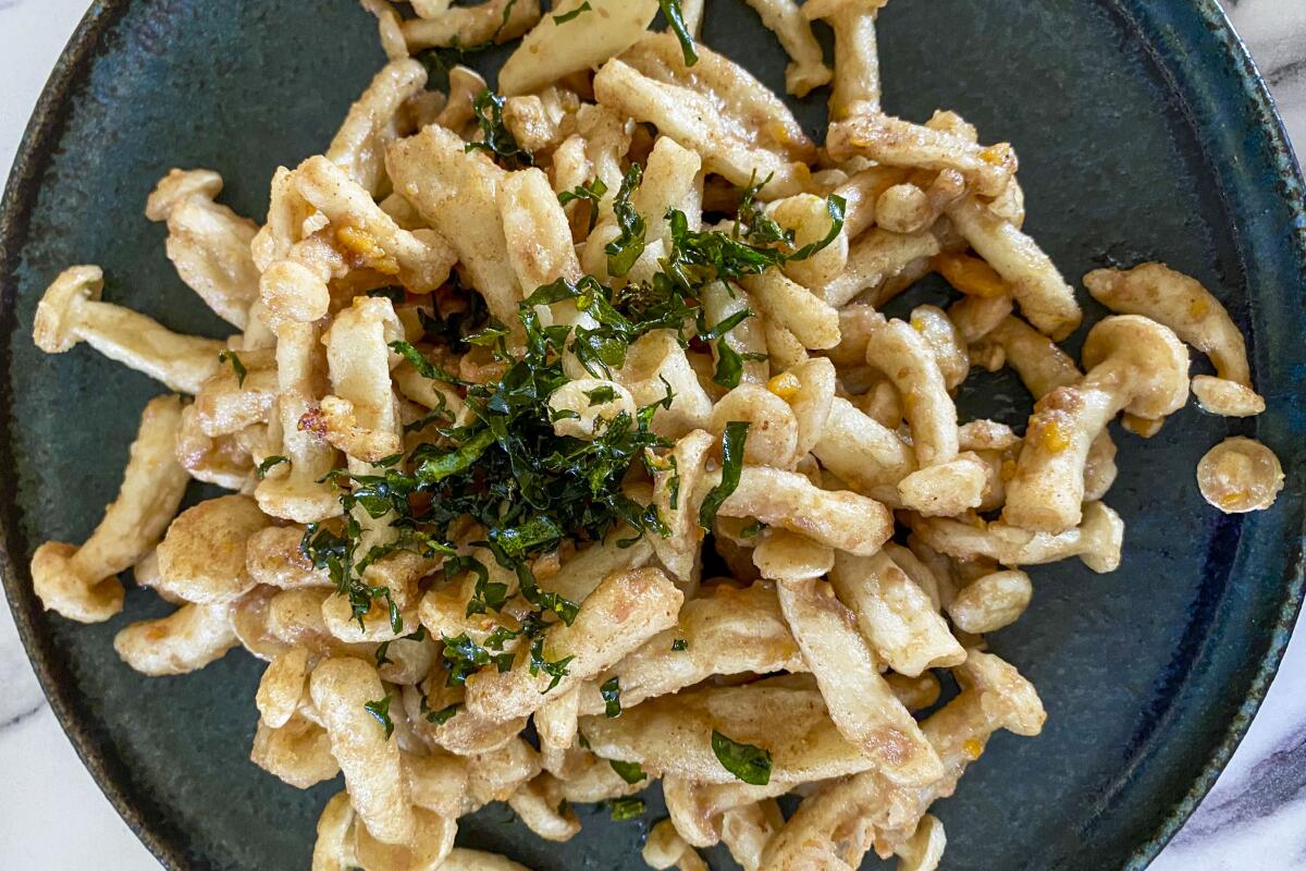 Grass-fried shimeji mushrooms from Colette.