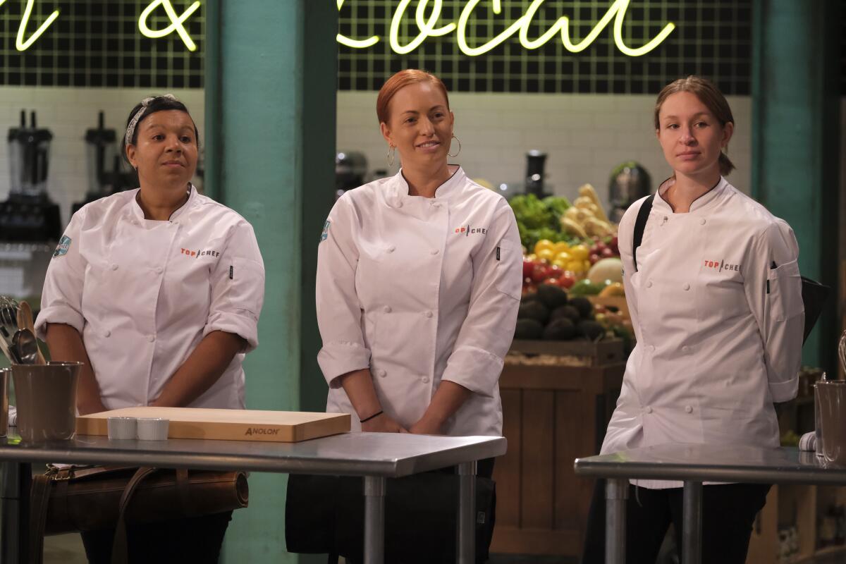 "Top Chef" season 18 contestants Kiki Louya,  Sasha Grumman and Sara Hauman.