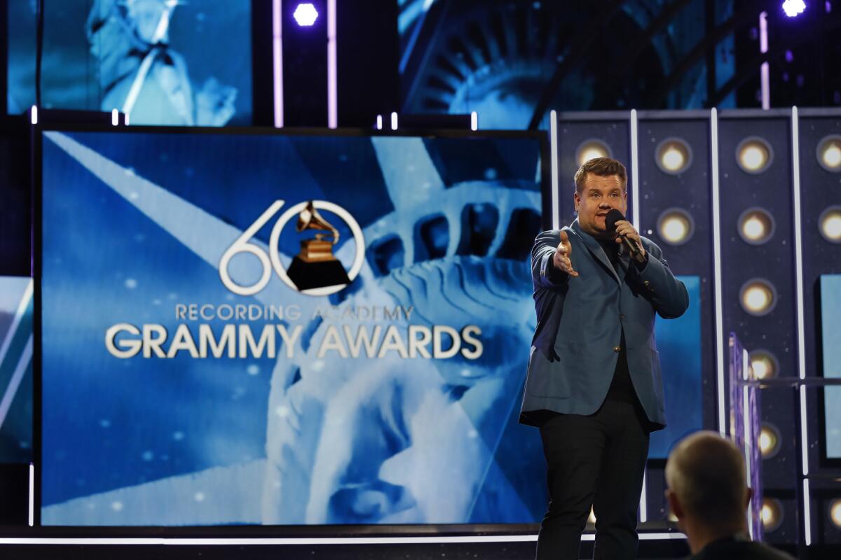 James Corden will host the 60th Grammy Awards.