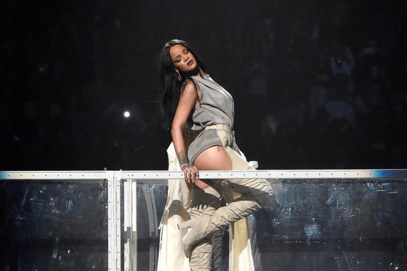 Rihanna performs during her "Anti World Tour" at Barclays Center in New York in March.