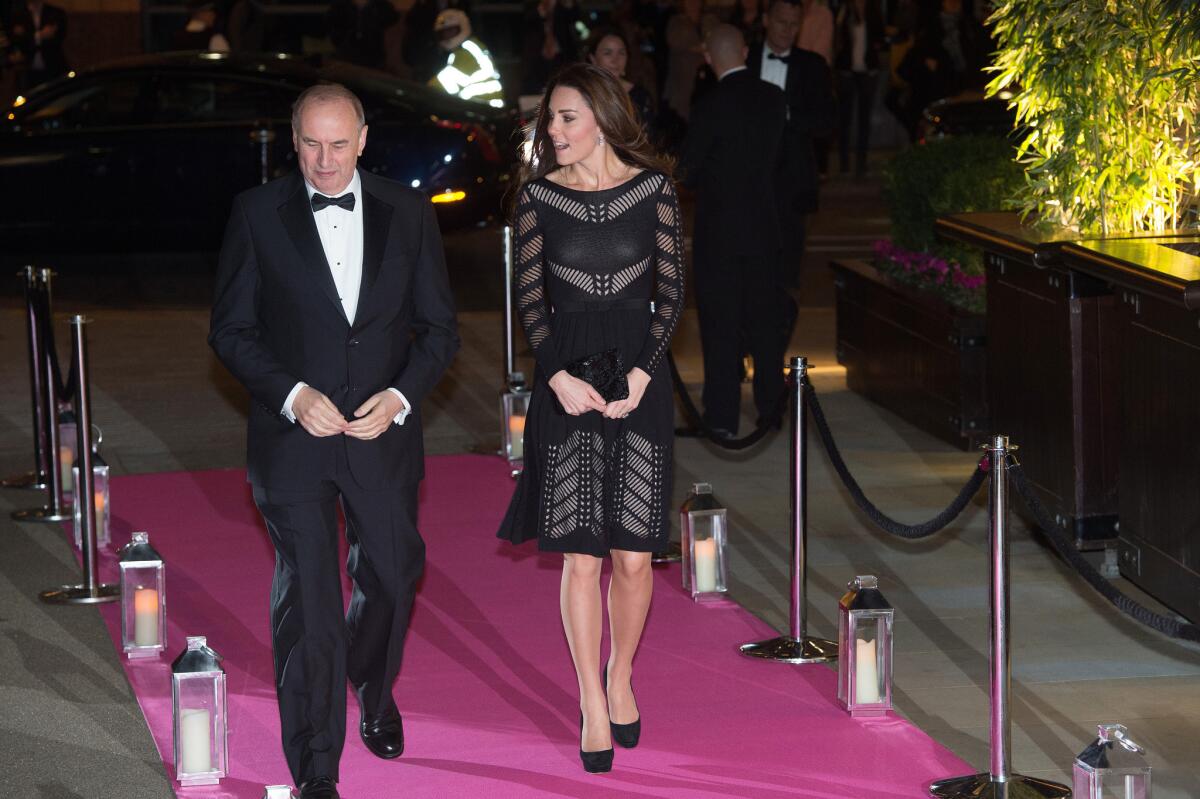 The Duchess of Cambridge wears a cutout dress at the Action on Addiction dinner in London in October.