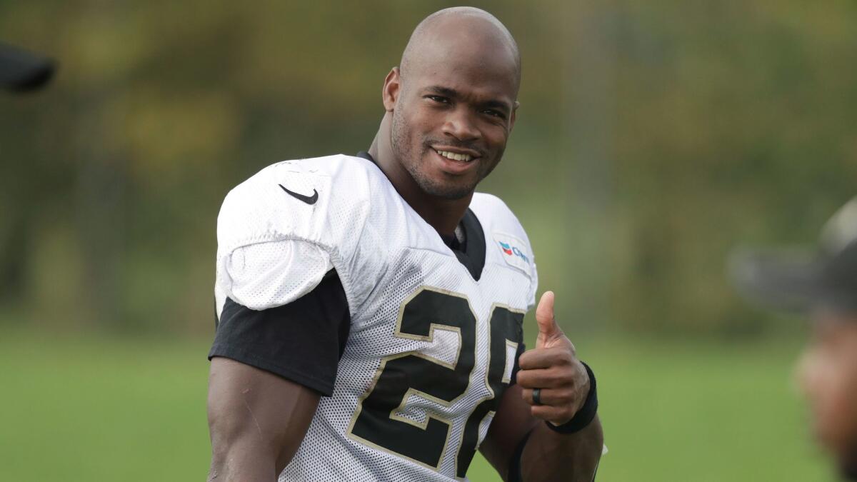 Adrian Peterson ran for 81 yards in 27 carries with the New Orleans Saints this season.