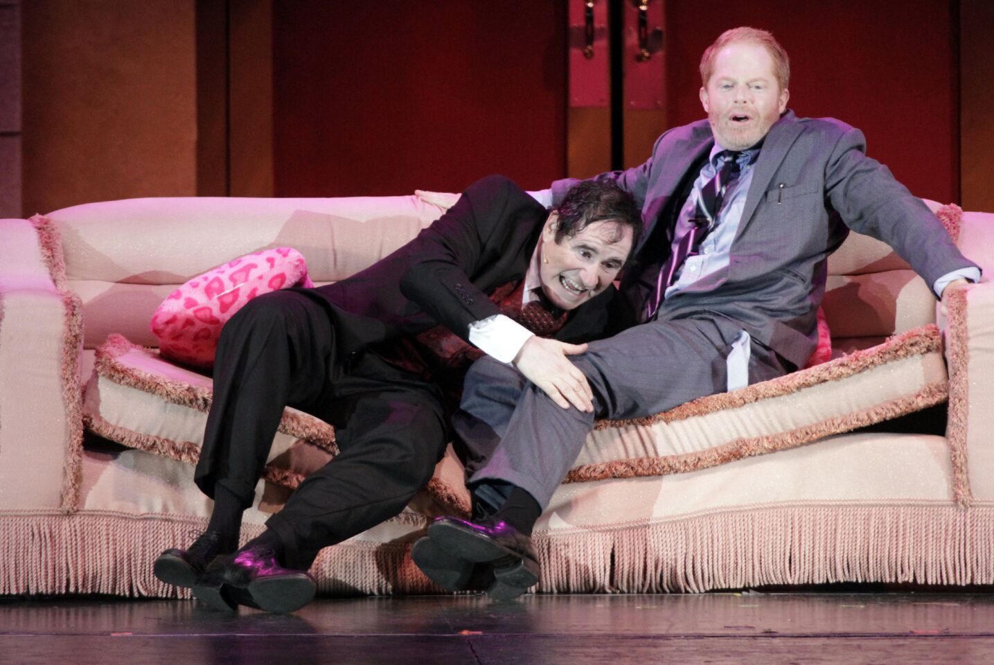Jesse Tyler Ferguson, right, as Leo Bloom and Richard Kind as Max Bialystock in Mel Brooks' musical "The Producers" at the Hollywood Bowl on July 27, 2012. More: Jesse Tyler Ferguson takes on 'The Producers' at the Bowl | Review | Photos
