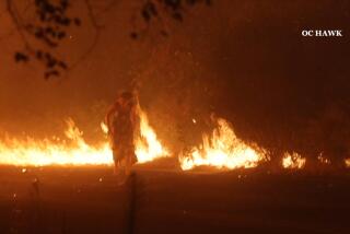 Woman walking through Airport fire