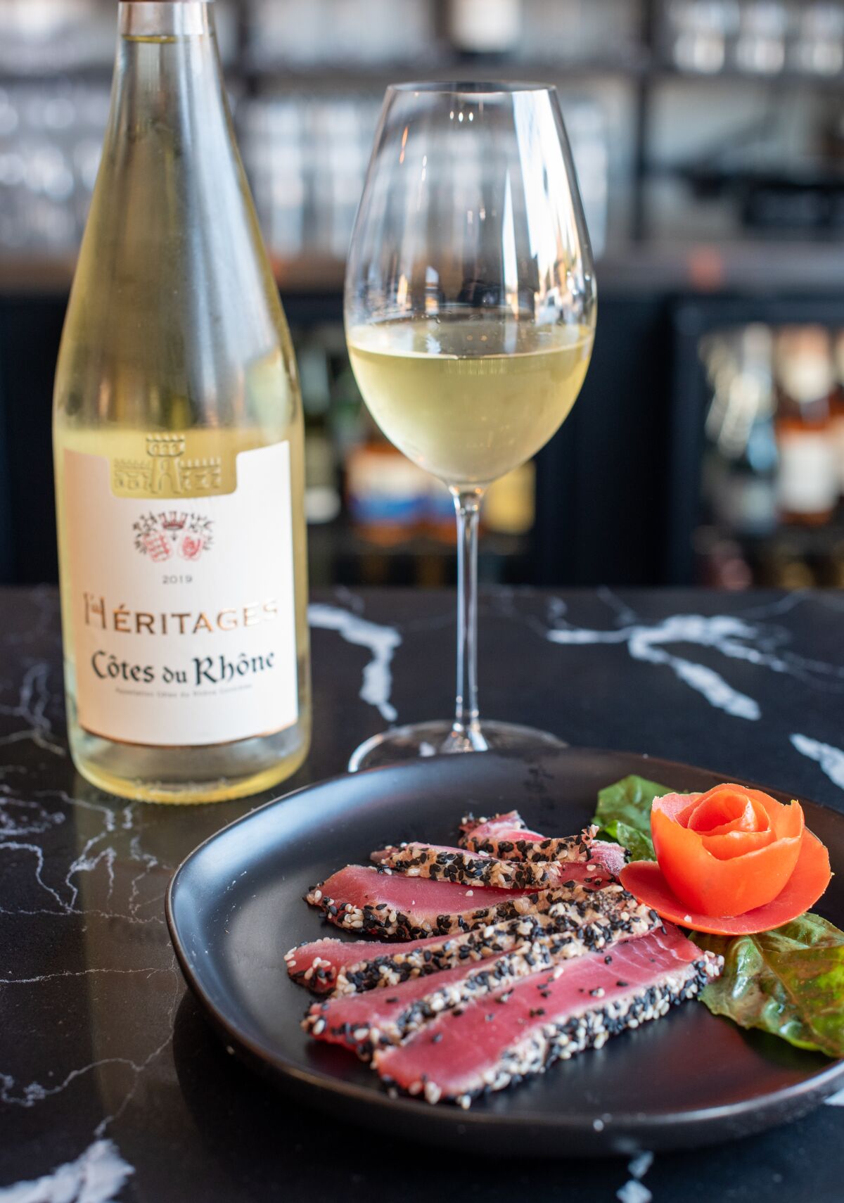 French wine and sesame ahi tuna at Zest Wine Bistro in Lemon Grove.