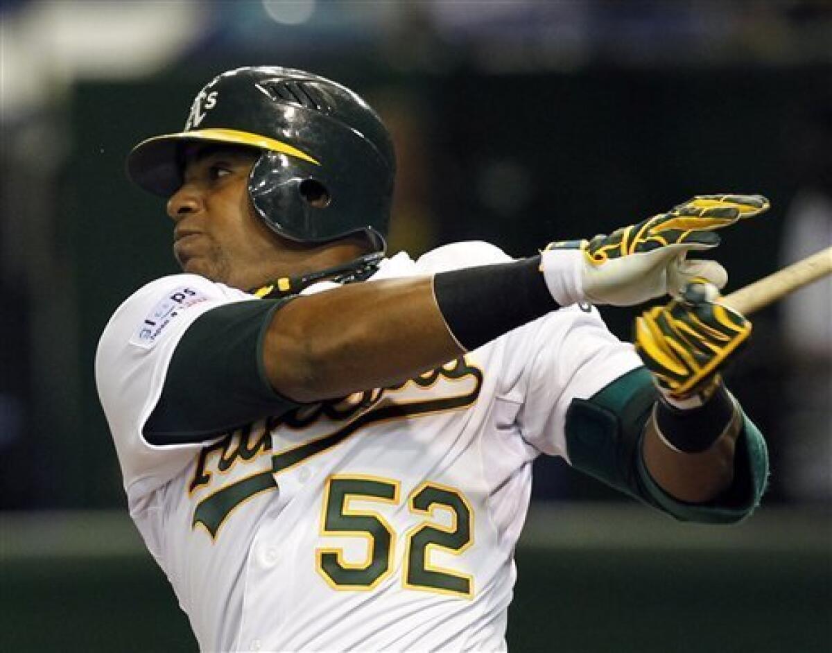 Cespedes' 1st big league HR leads A's over M's 4-1 - The San Diego