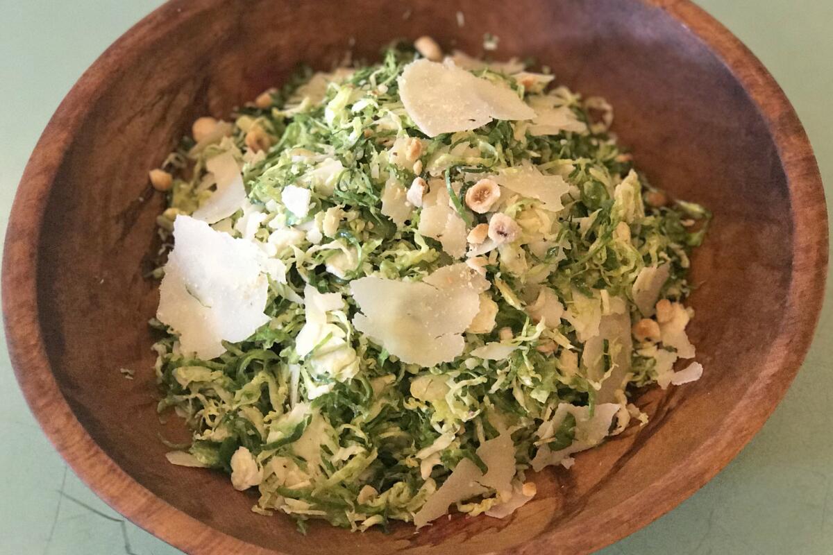 A raw Brussels sprouts salad from Little Dom's.