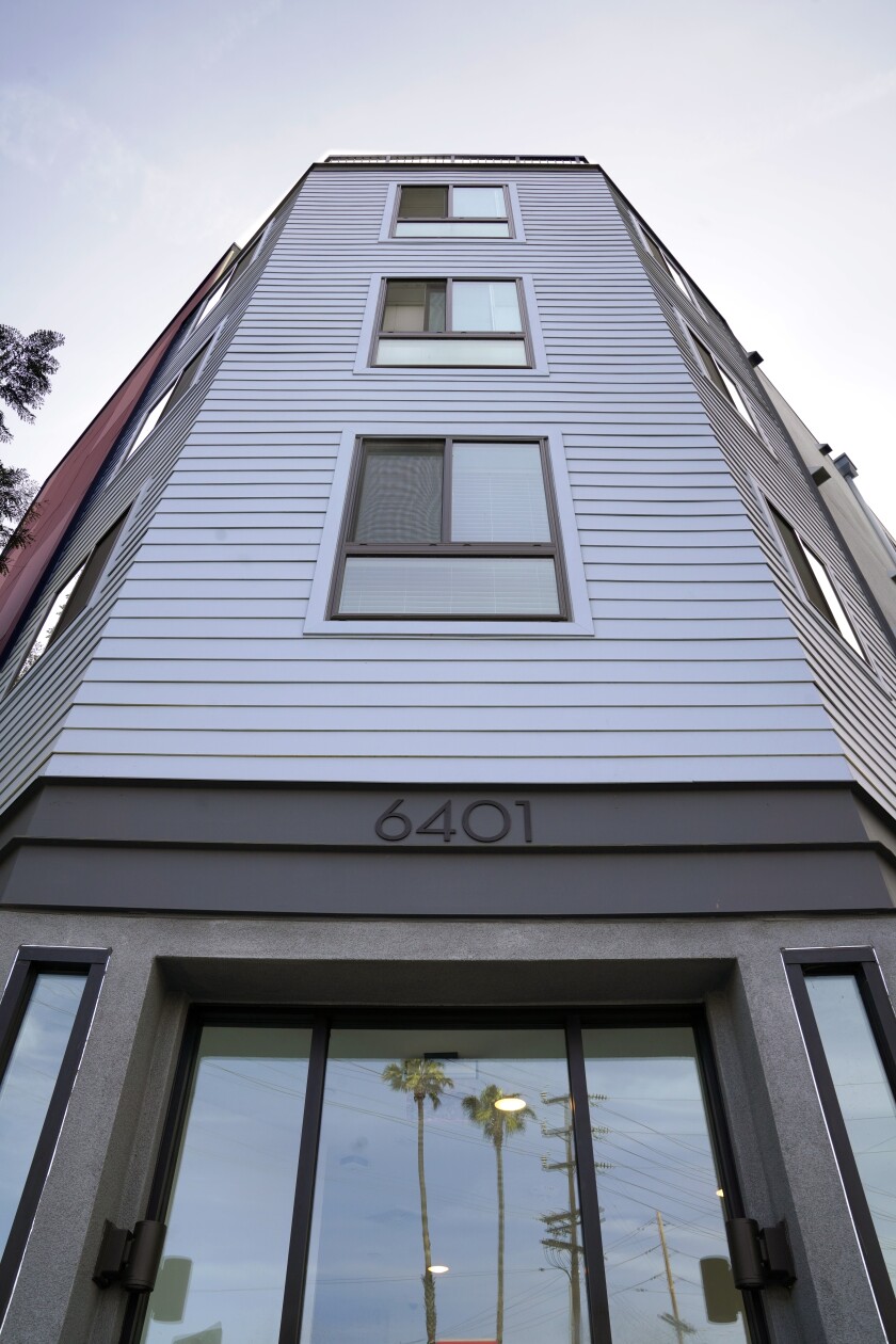 Exterior of the Avalon apartments built by SoLa for homeless people.