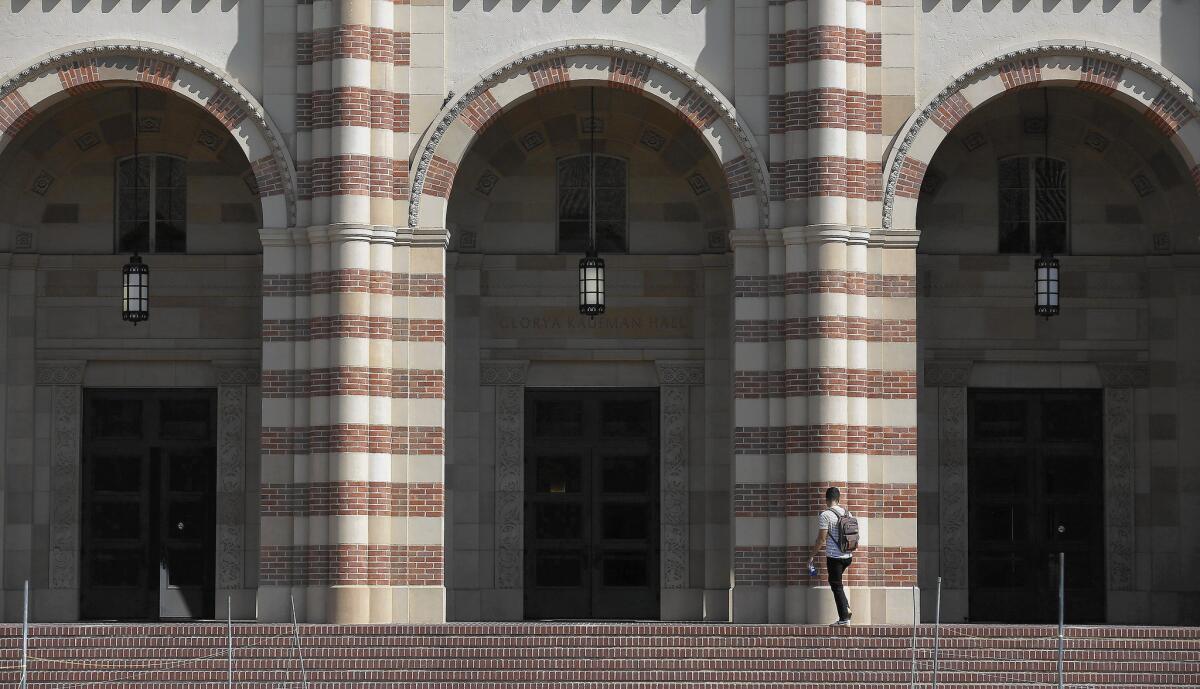 UC President Janet Napolitano's plan for enrollment increases is in part a response to criticism from legislators and parents that UC had added too many students from other states and nations for the higher tuition those students pay. Above, at UCLA.