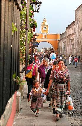 In Antigua stands the gold-and-white Arch of St. Catarina