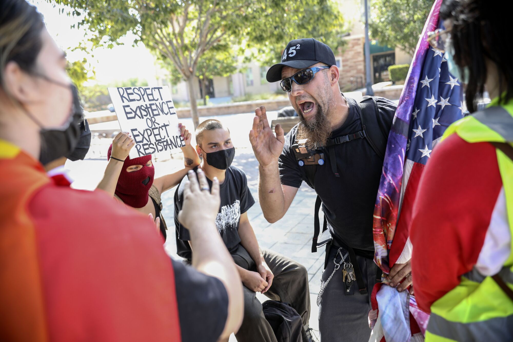 Black Lives Matter demonstrators and Pro Trump supporters clash.