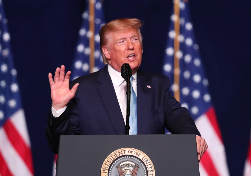 Trump speaks at Jan. 3 campaign event in Miami.