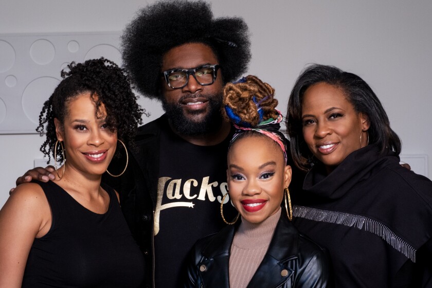 Dominique Morisseau, left, Ahmir "Questlove" Thompson, Camille A. Brown, and Kamilah Forbes.