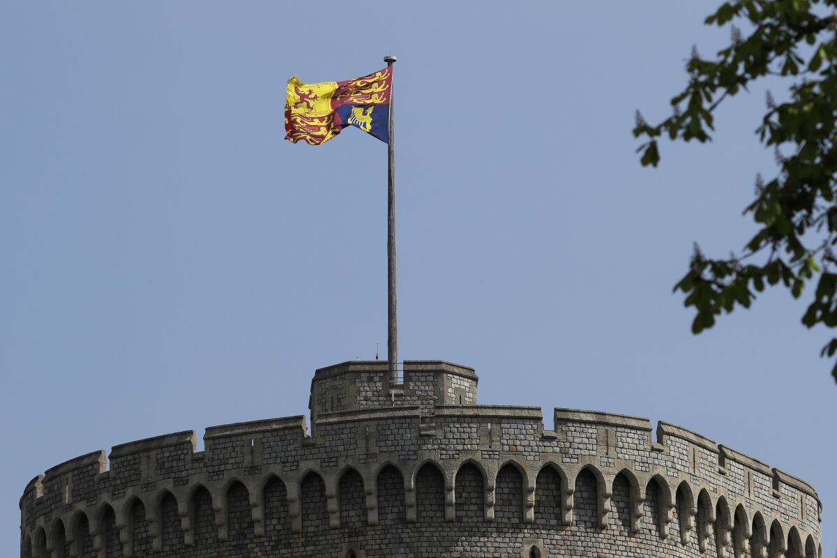 Flag flying atop Windsor Castle in Windsor, England