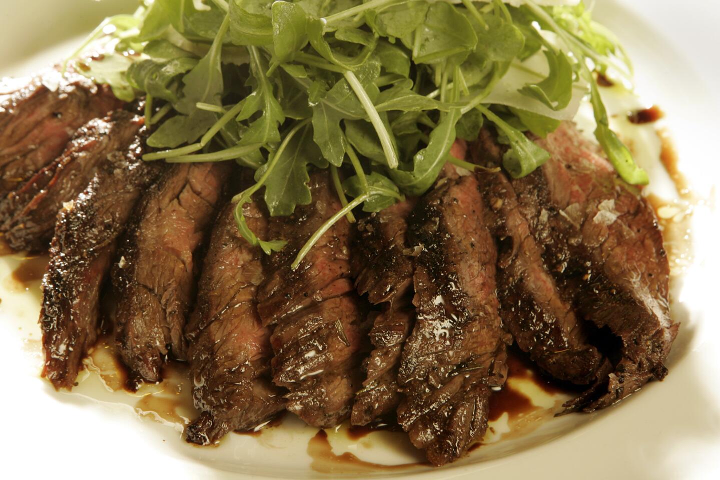 The beef tagliata with arugula salad at Osteria Mozza, one of L.A.'s hot restaurants.