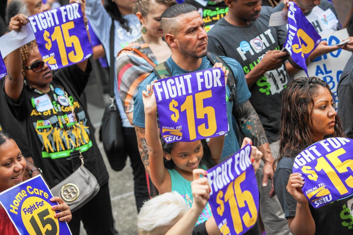 Low-wage earners packed the Los Angeles County Board of Supervisors meeting, which ended with a vote to raise the minimum wage to $15 an hour by 2021.
