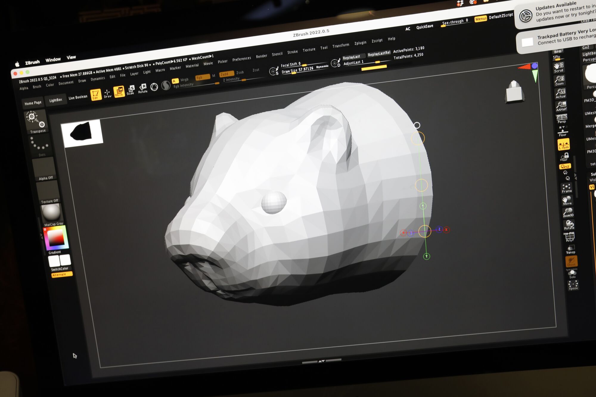 An image of a computer model of a porcupine