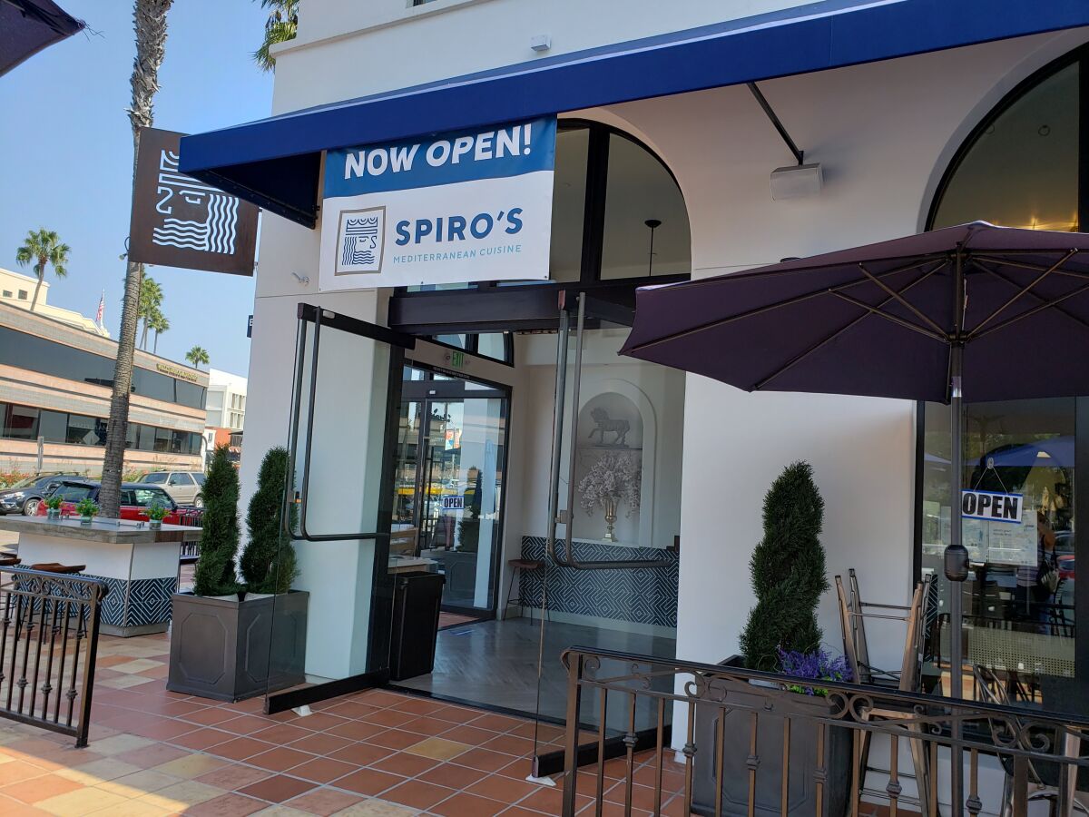 Spiro’s Mediterranean Cuisine is now open at 909 Prospect St. in La Jolla.