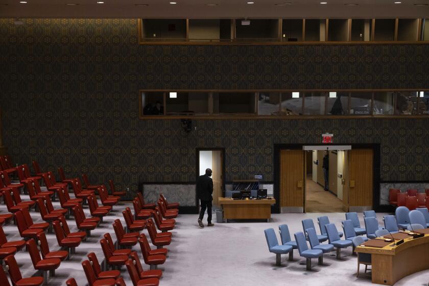 Vista general de la sala del Consejo de Seguridad vacío, antes de una reunión para discutir la situación en Corea del Norte, en la sede de la ONU, 22 de marzo de 2024. (AP Foto/Yuki Iwamura)