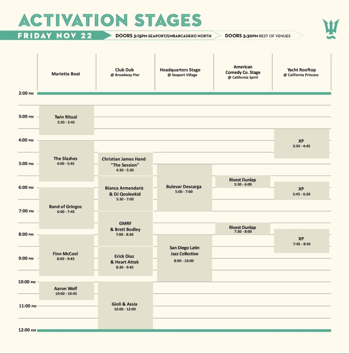 Wonderfront set times 2019