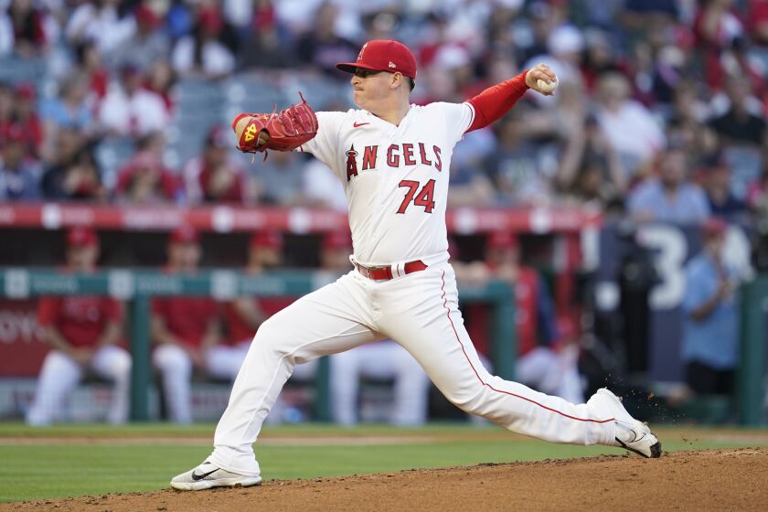 Angels starter Jhonathan Diaz delivers during the first inning May 6, 2022.