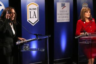 LA 90: Kamala Harris and Loretta Sanchez trade jabs over who will work harder in the Senate — oh, and Sanchez dabs